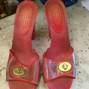 Authentic Coach Plastic and Wooden Clogs w/ Locket